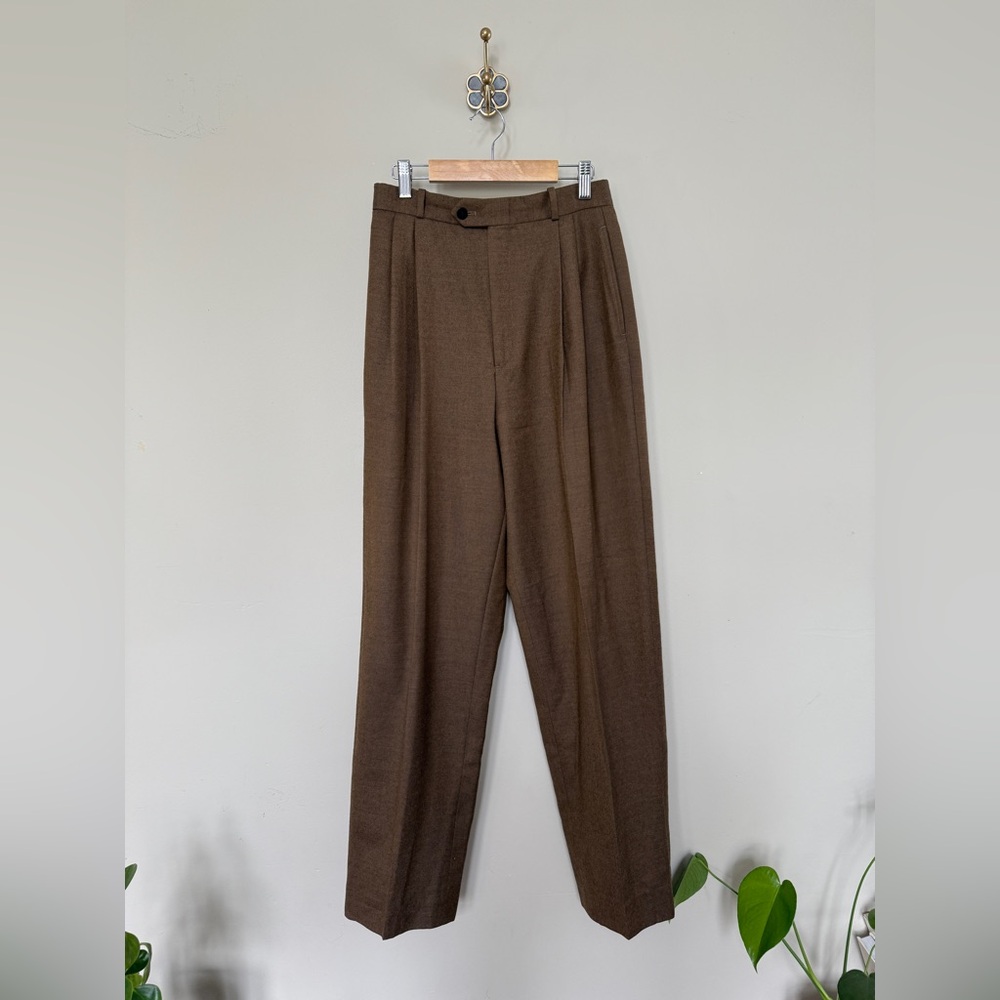 Barry Bricken Premier Wool Dress Pants | Men’s 28x29 | Brown Tailored Trousers